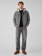 Men's hooded relaxed-fit denim jacket — additional view