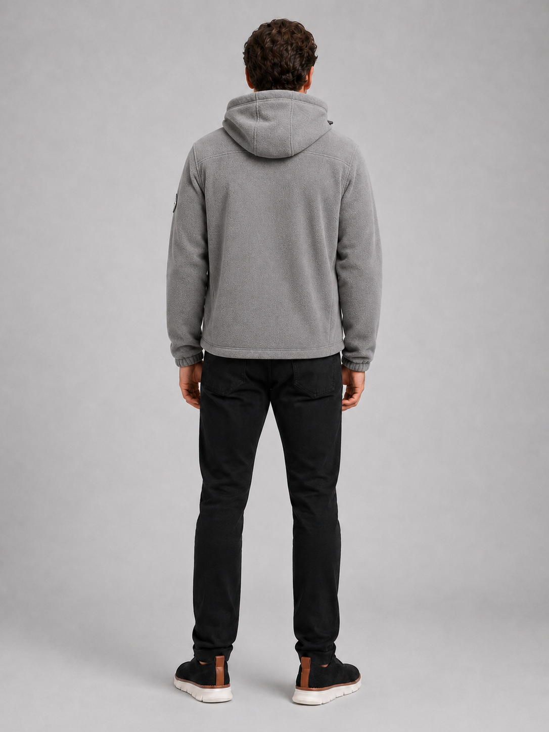 Men's windproof hooded fleece jacket — additional view