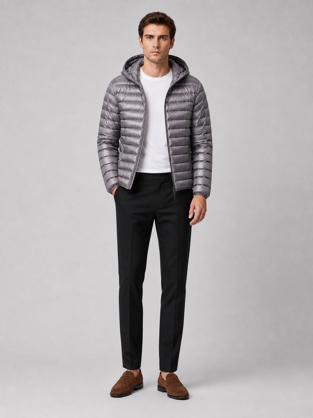 Men's lightweight hooded down jacket — additional view
