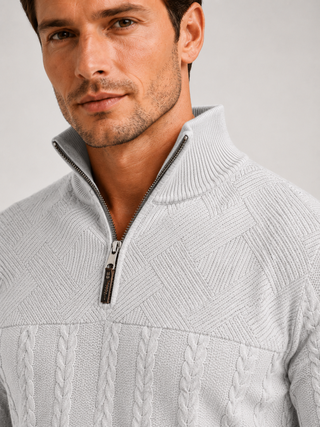 Men's jacquard quarter-zip sweater — additional view