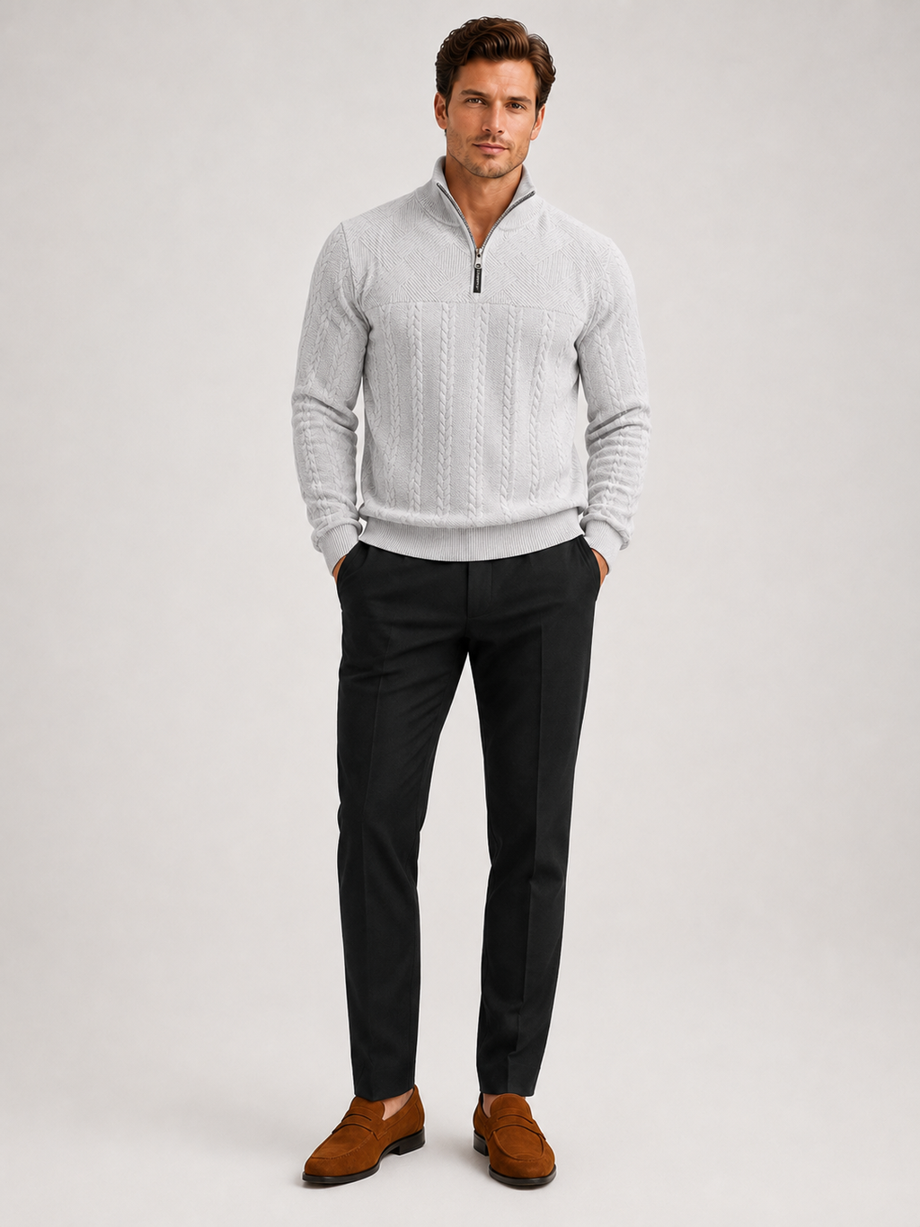 Men's jacquard quarter-zip sweater — additional view