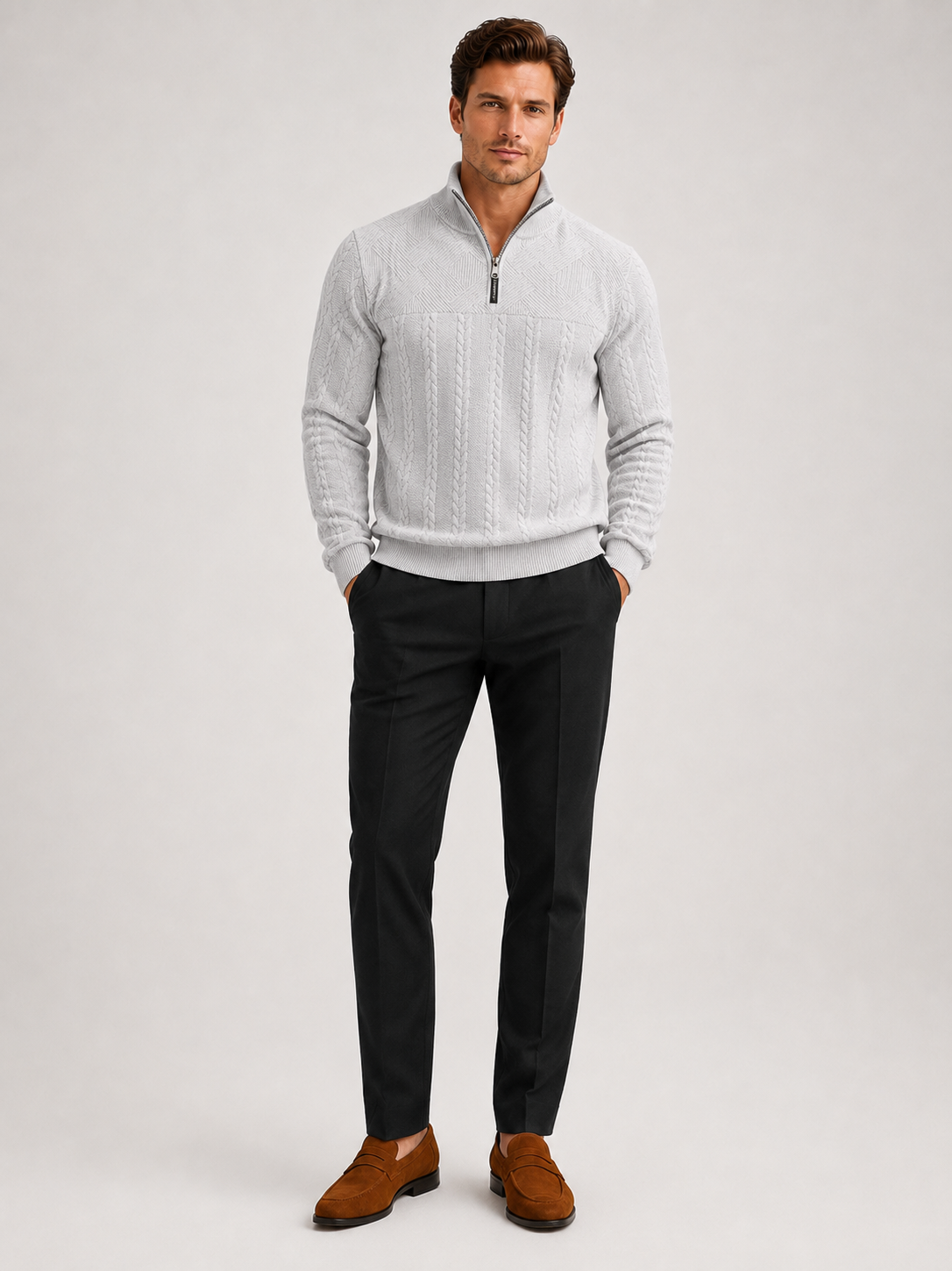 Men's jacquard quarter-zip sweater — additional view