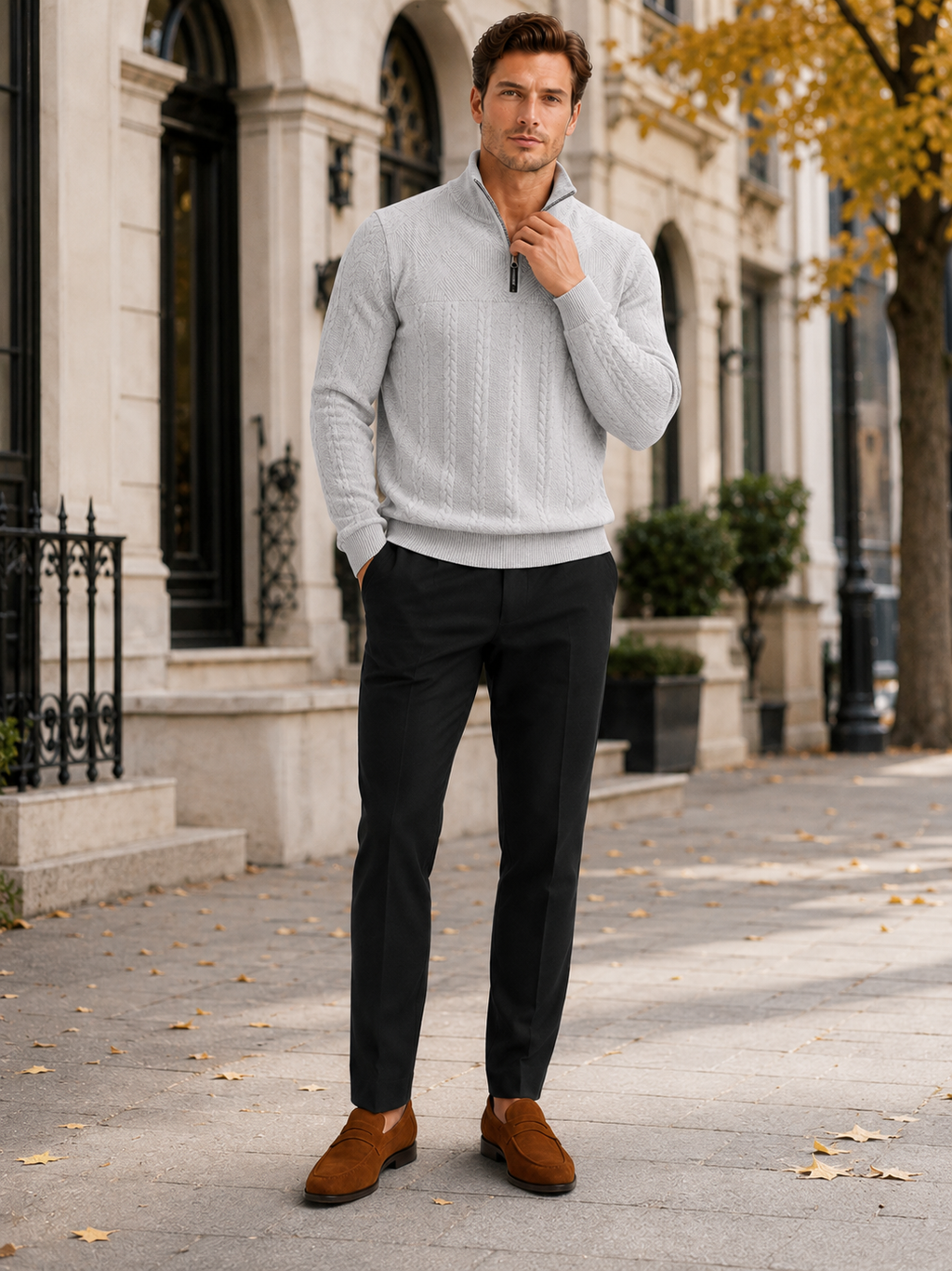 Men's jacquard quarter-zip sweater — additional view