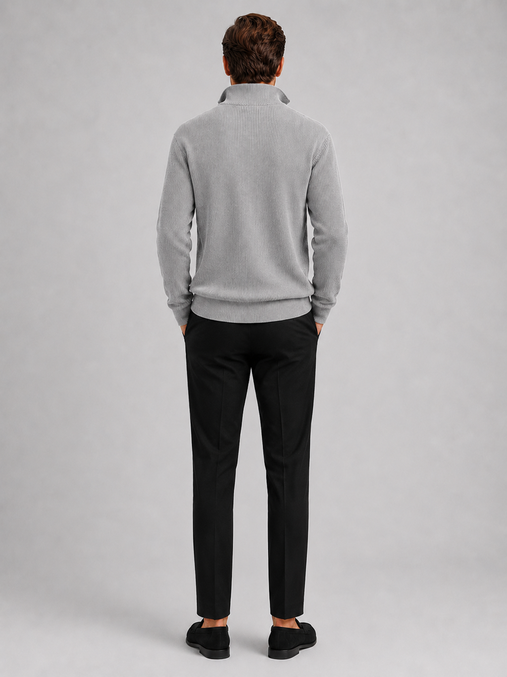 Men's ribbed stand-collar quarter-zip sweater — additional view