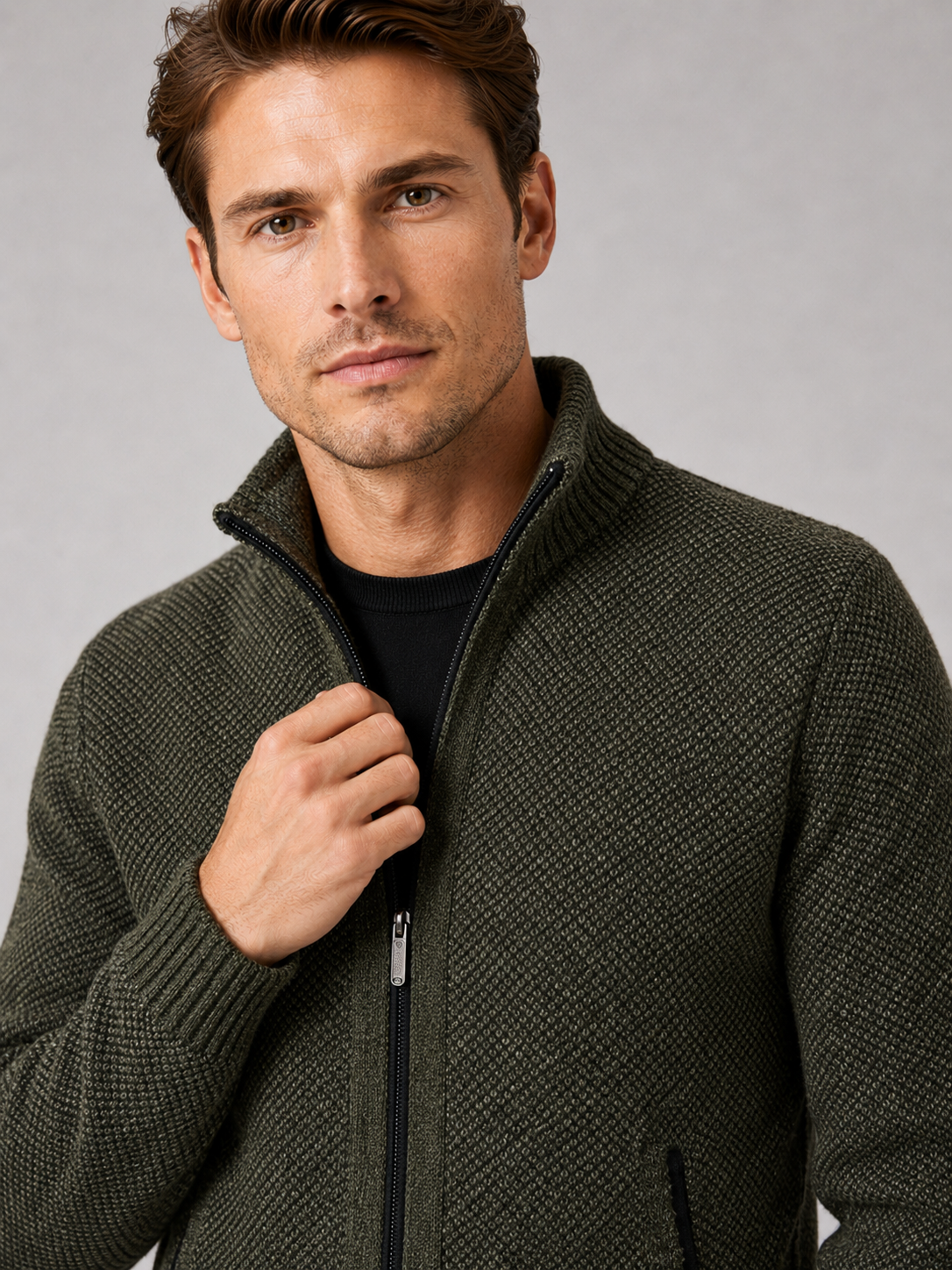Men's full-zip fleece cardigan — additional view