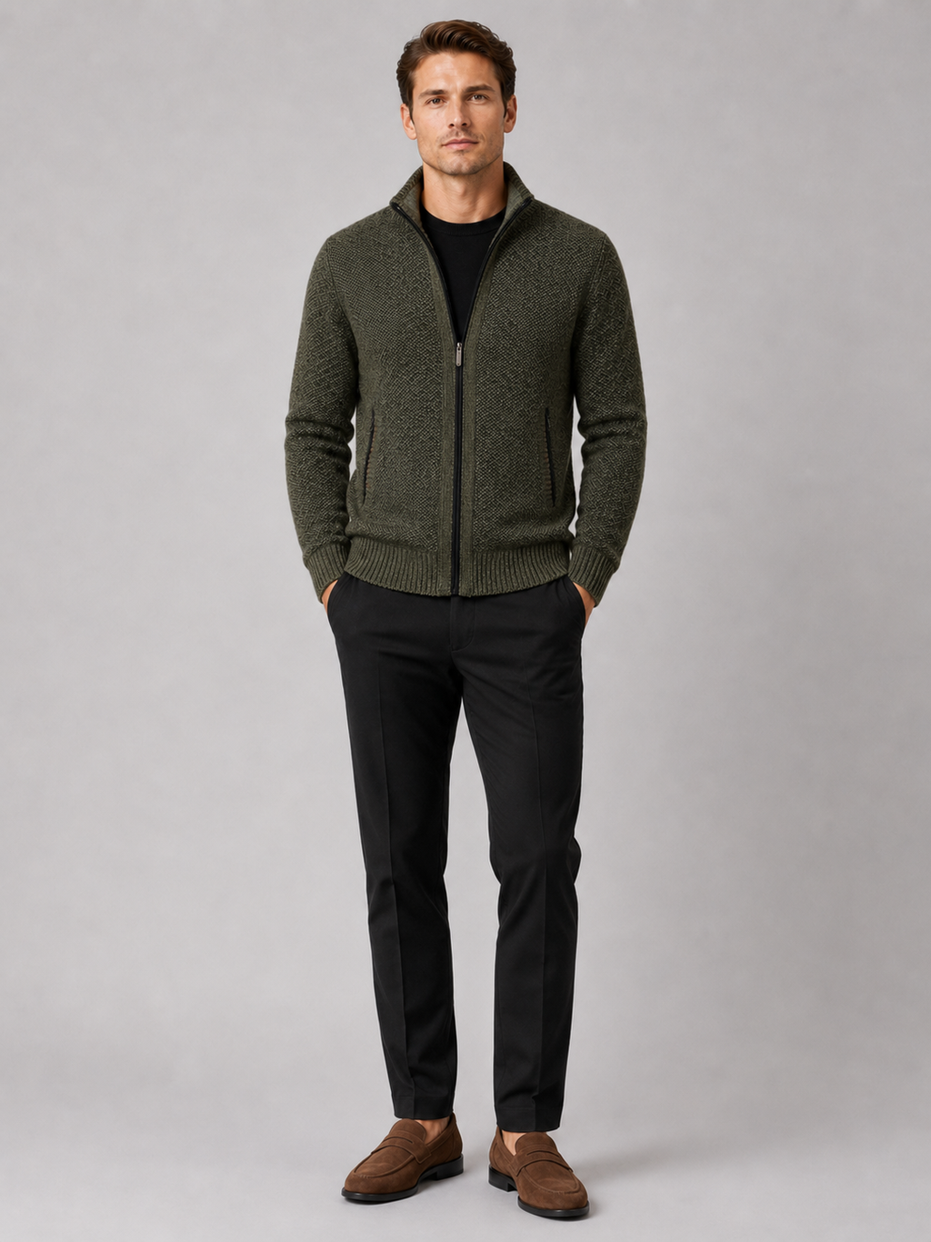Men's full-zip fleece cardigan — additional view
