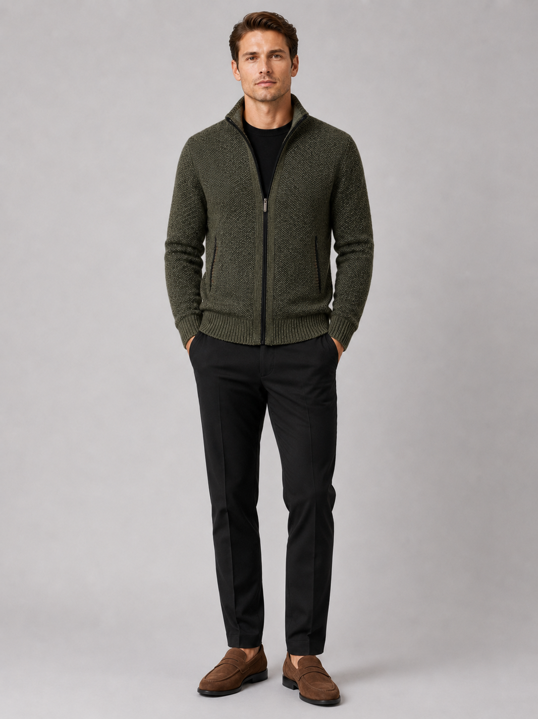 Men's full-zip fleece cardigan — additional view