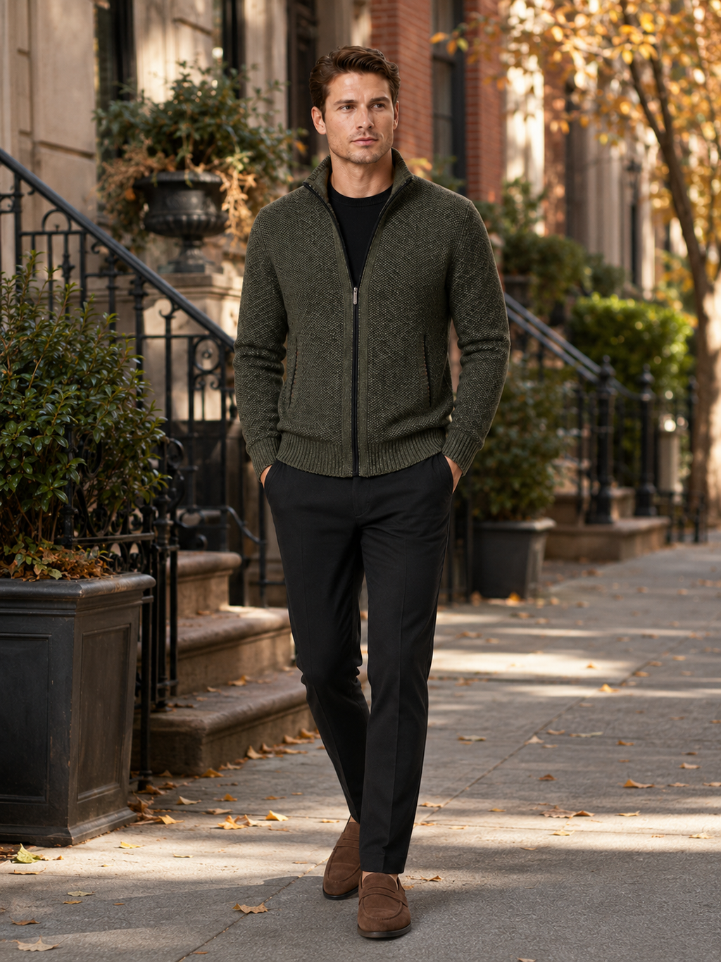 Men's full-zip fleece cardigan — additional view