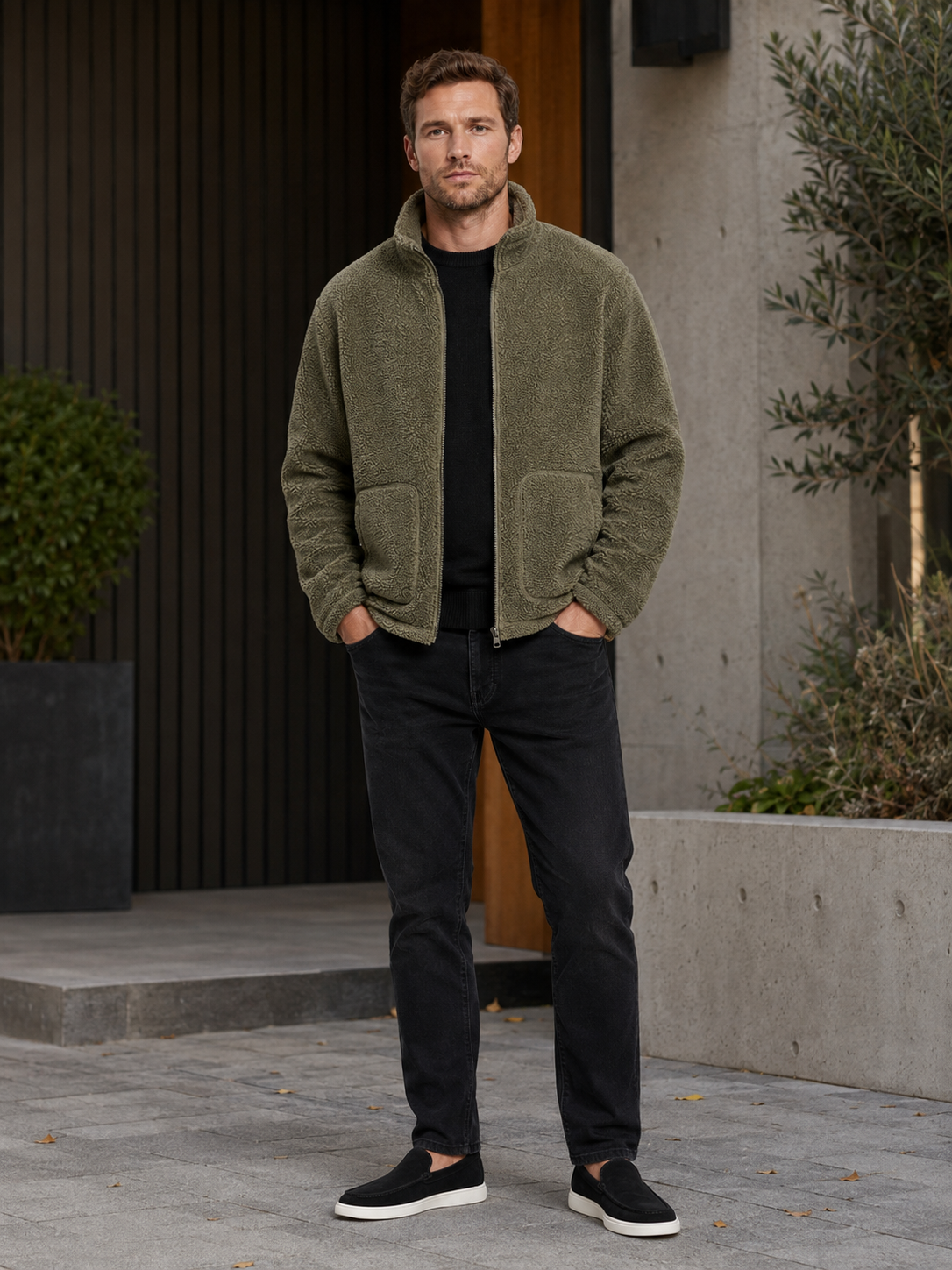 Men's zip-up stand-collar jacket — additional view