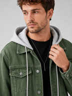 Men's hooded relaxed-fit denim jacket — additional view