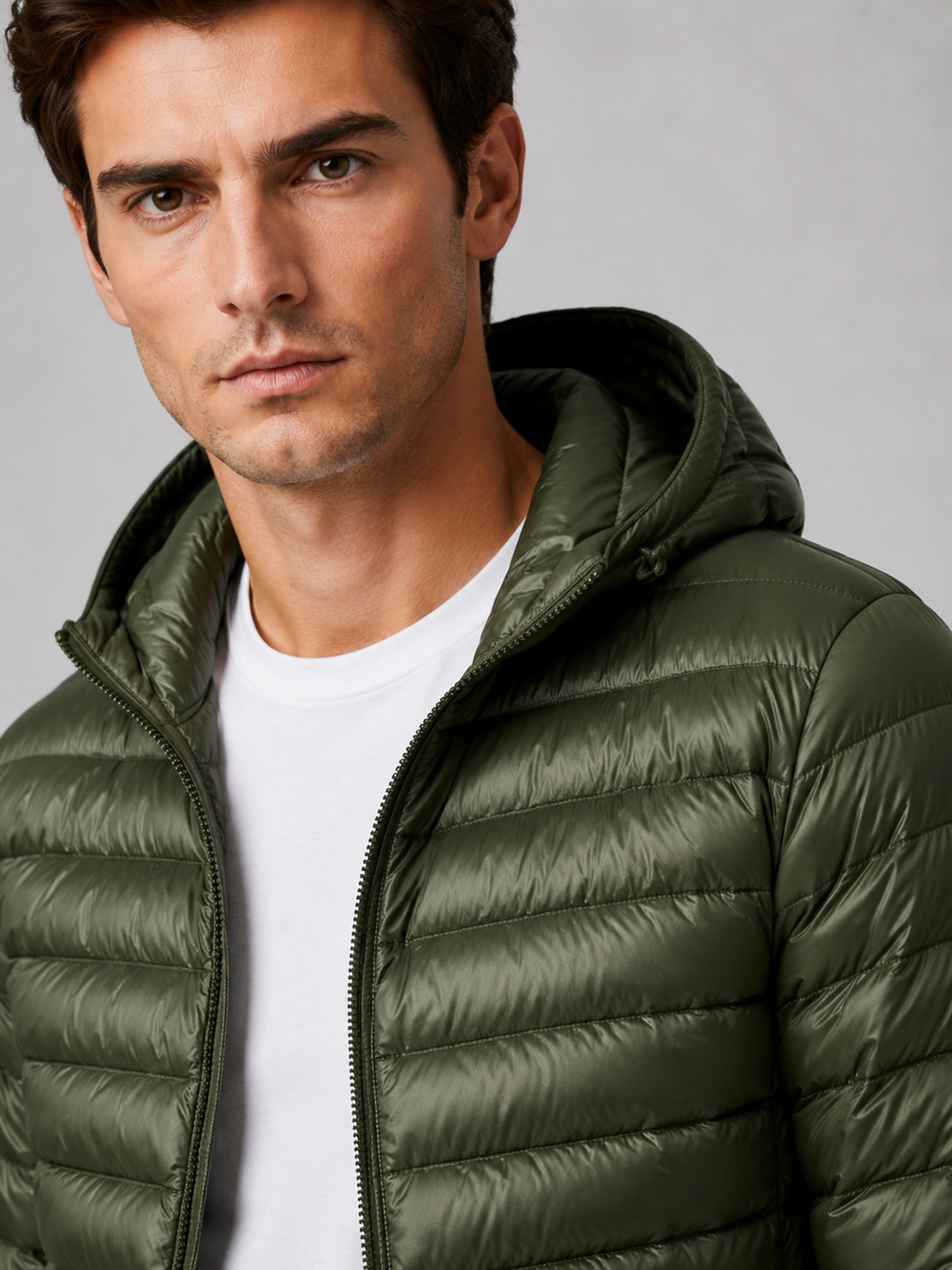 Men's lightweight hooded down jacket — additional view