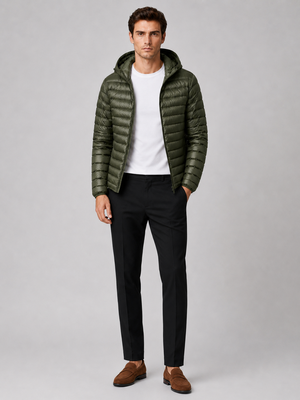 Men's lightweight hooded down jacket — additional view