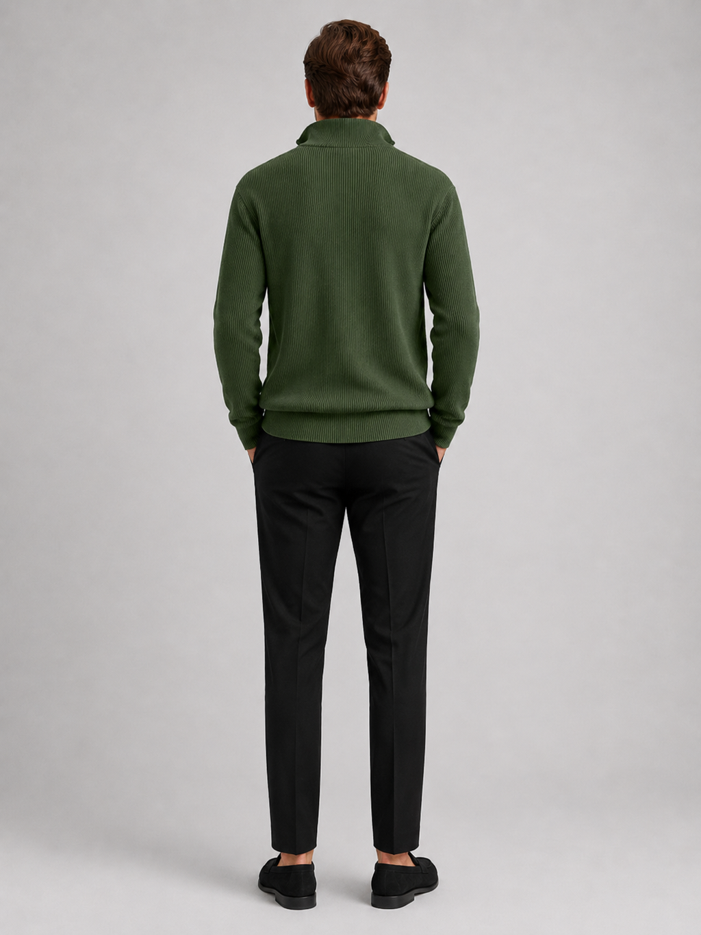 Men's ribbed stand-collar quarter-zip sweater — additional view