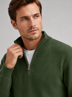 Men's ribbed stand-collar quarter-zip sweater — alternate view