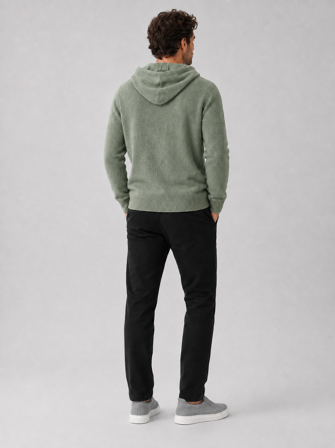Men's hooded knit pullover sweater — additional view