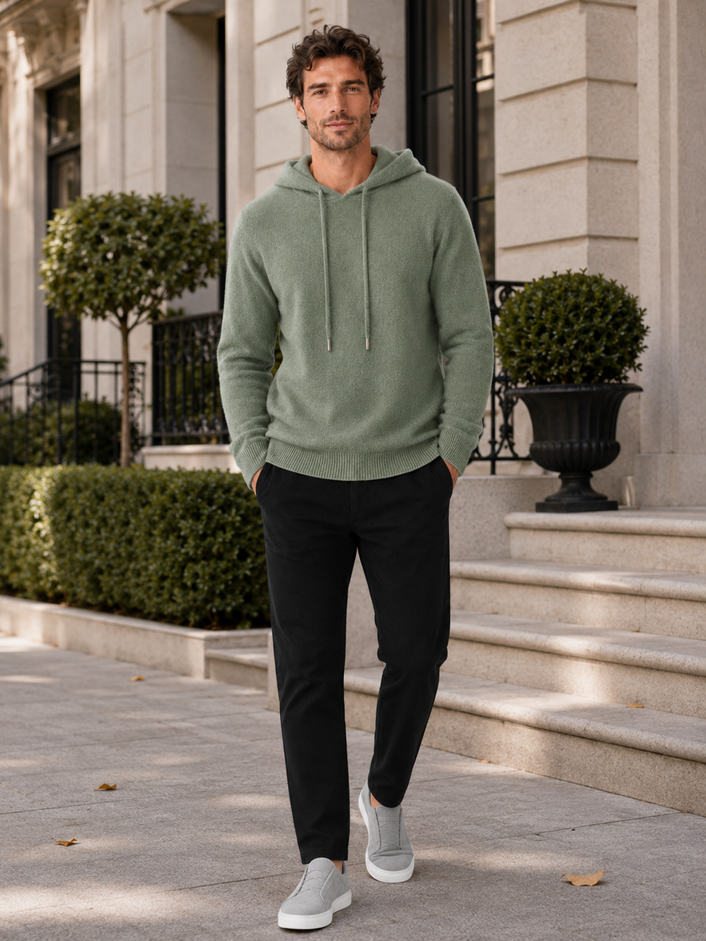 Men's hooded knit pullover sweater — additional view
