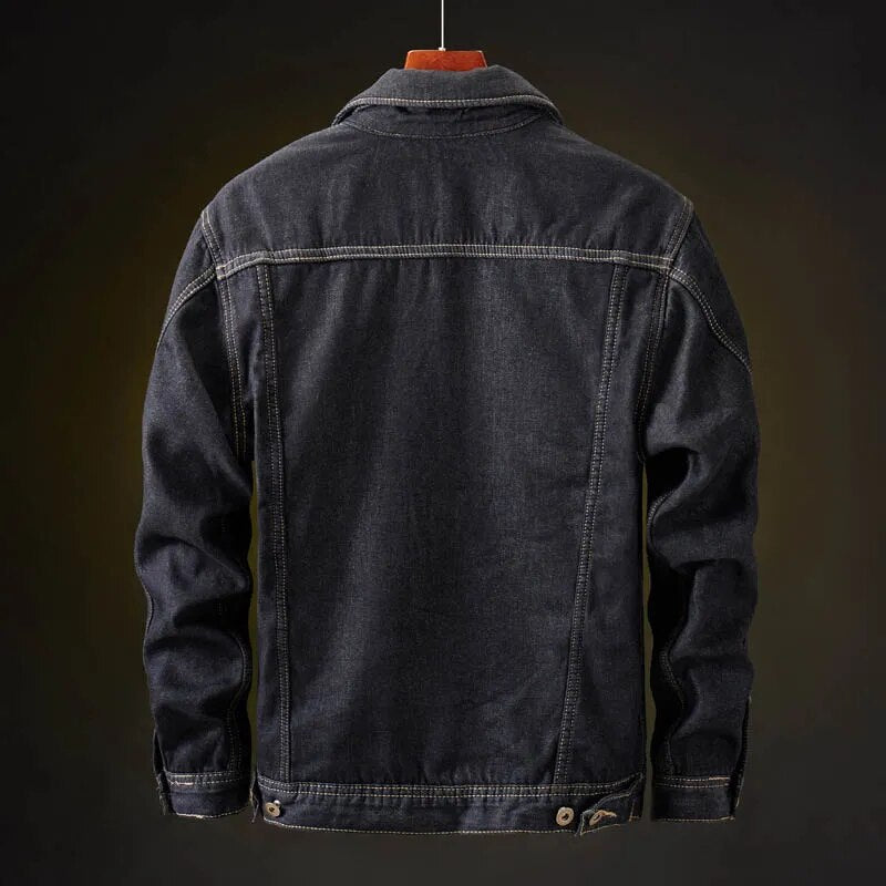 Men's fleece-lined vintage denim jacket — additional view