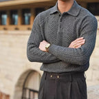 Men's relaxed-fit knit polo sweater — alternate view