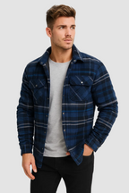 Men's checked flannel padded overshirt