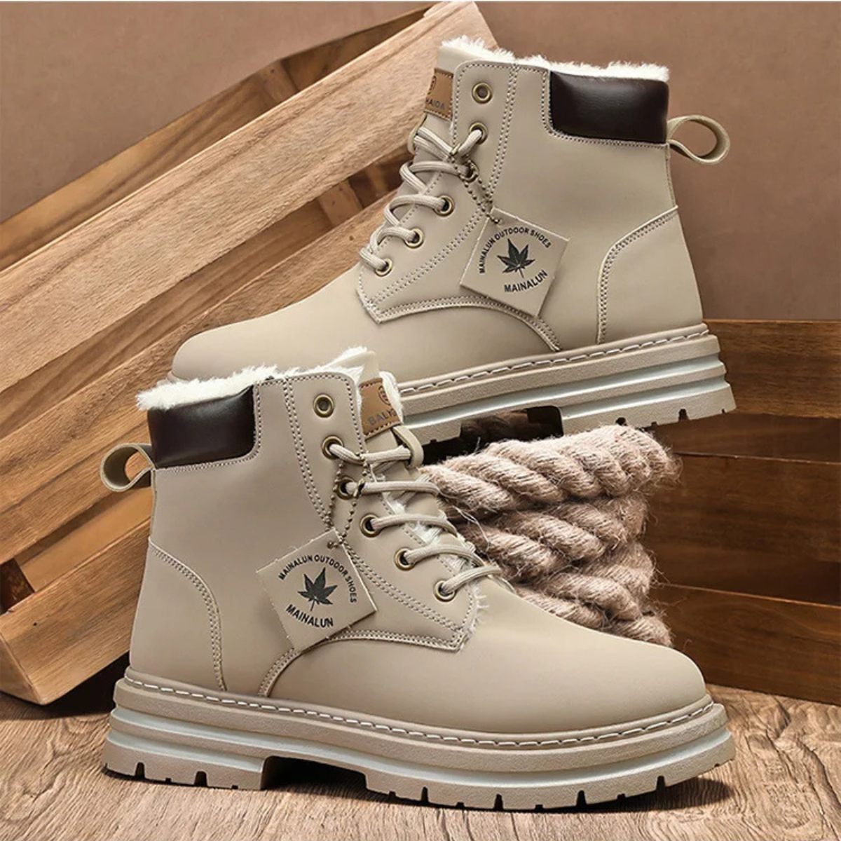 Men's fur-lined insulated snow boots — additional view