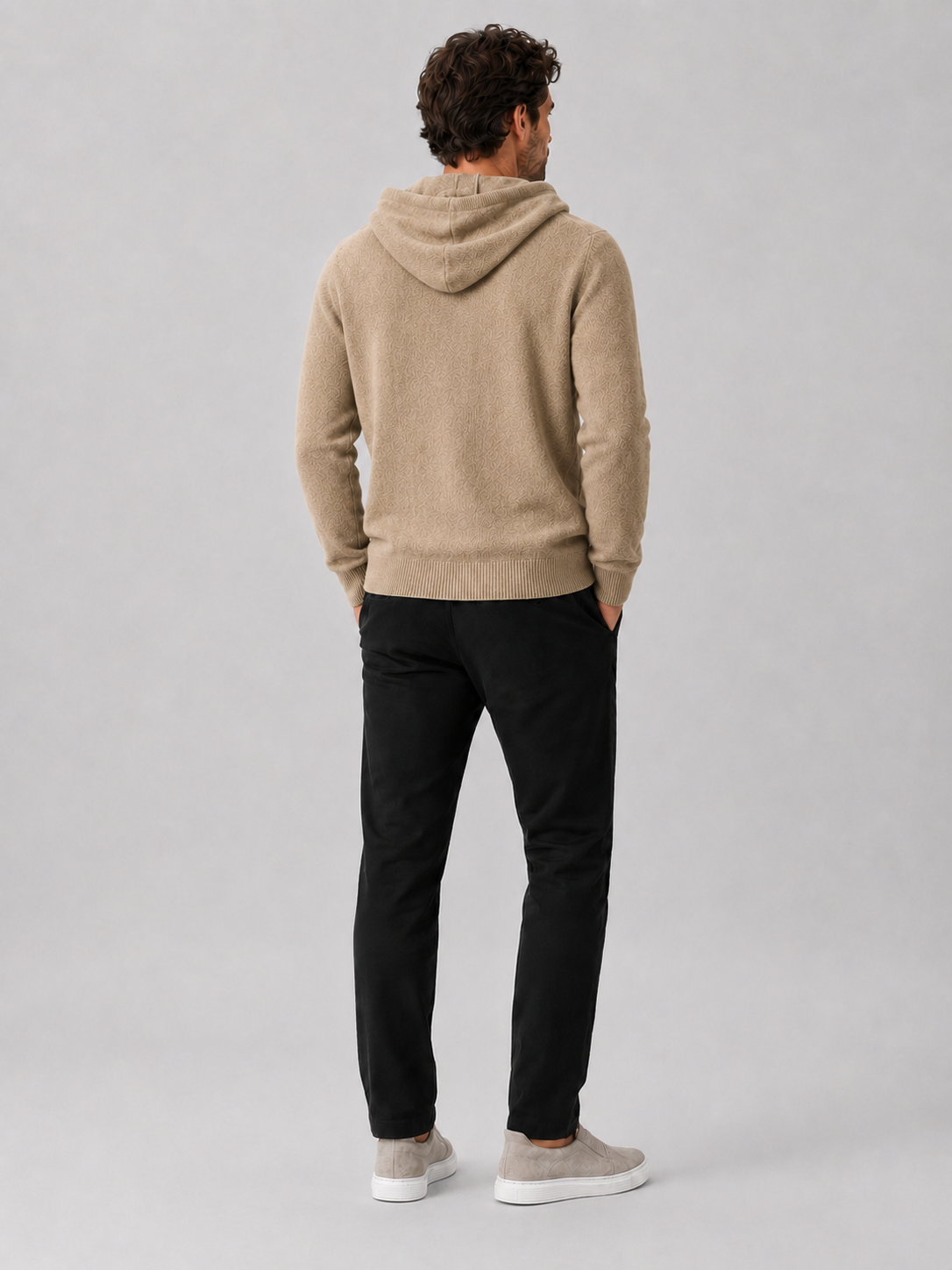 Men's hooded knit pullover sweater — additional view