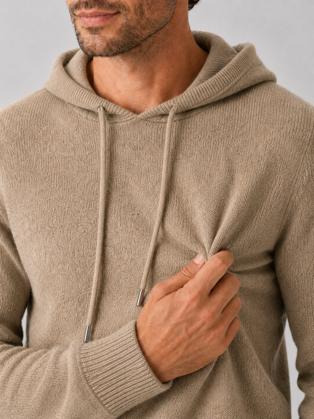 Men's hooded knit pullover sweater — additional view