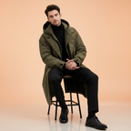 Men's waterproof hooded puffer trench coat — alternate view