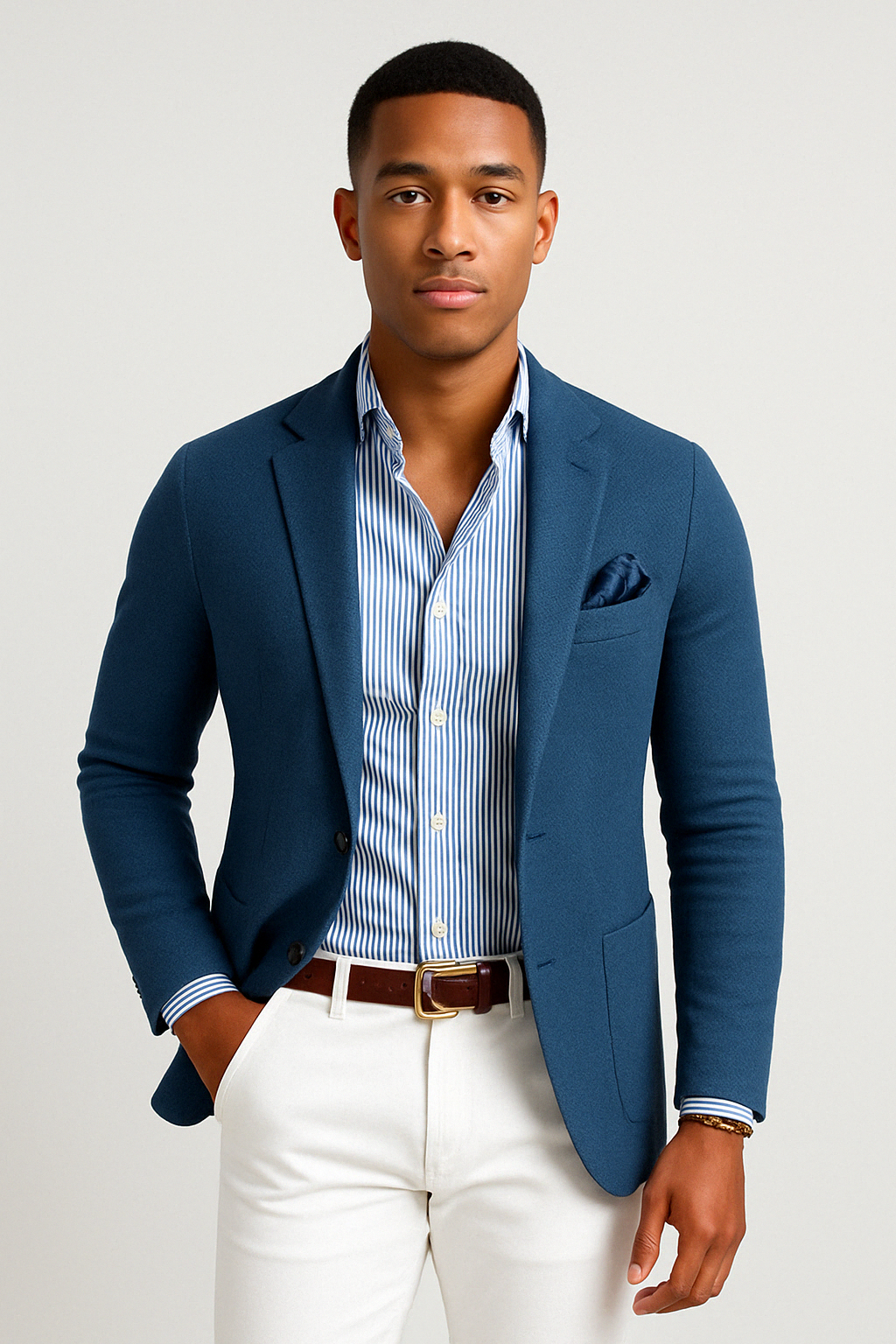 Men's lightweight casual blazer in blue — additional view