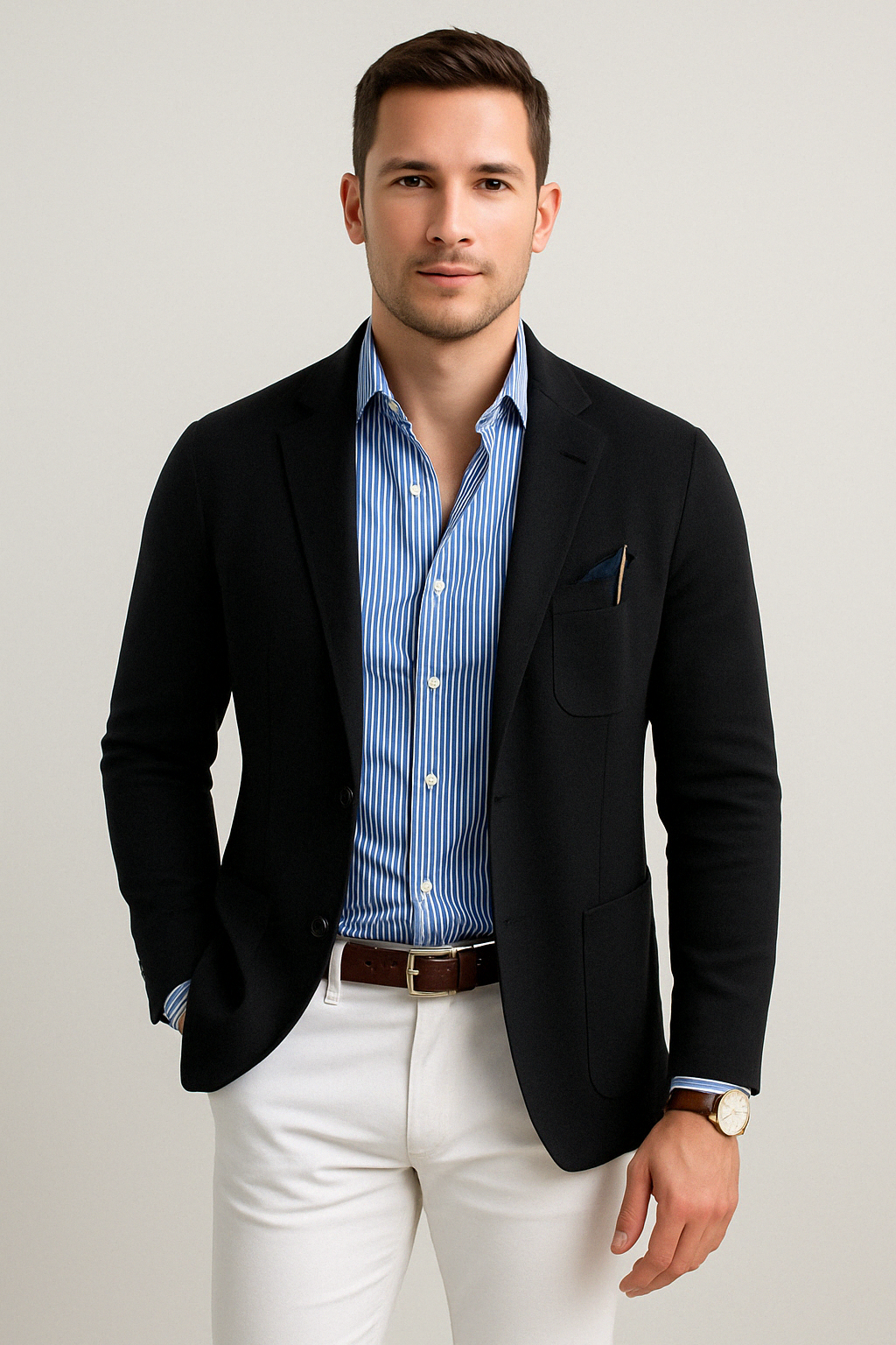 Men's lightweight casual blazer in black — additional view