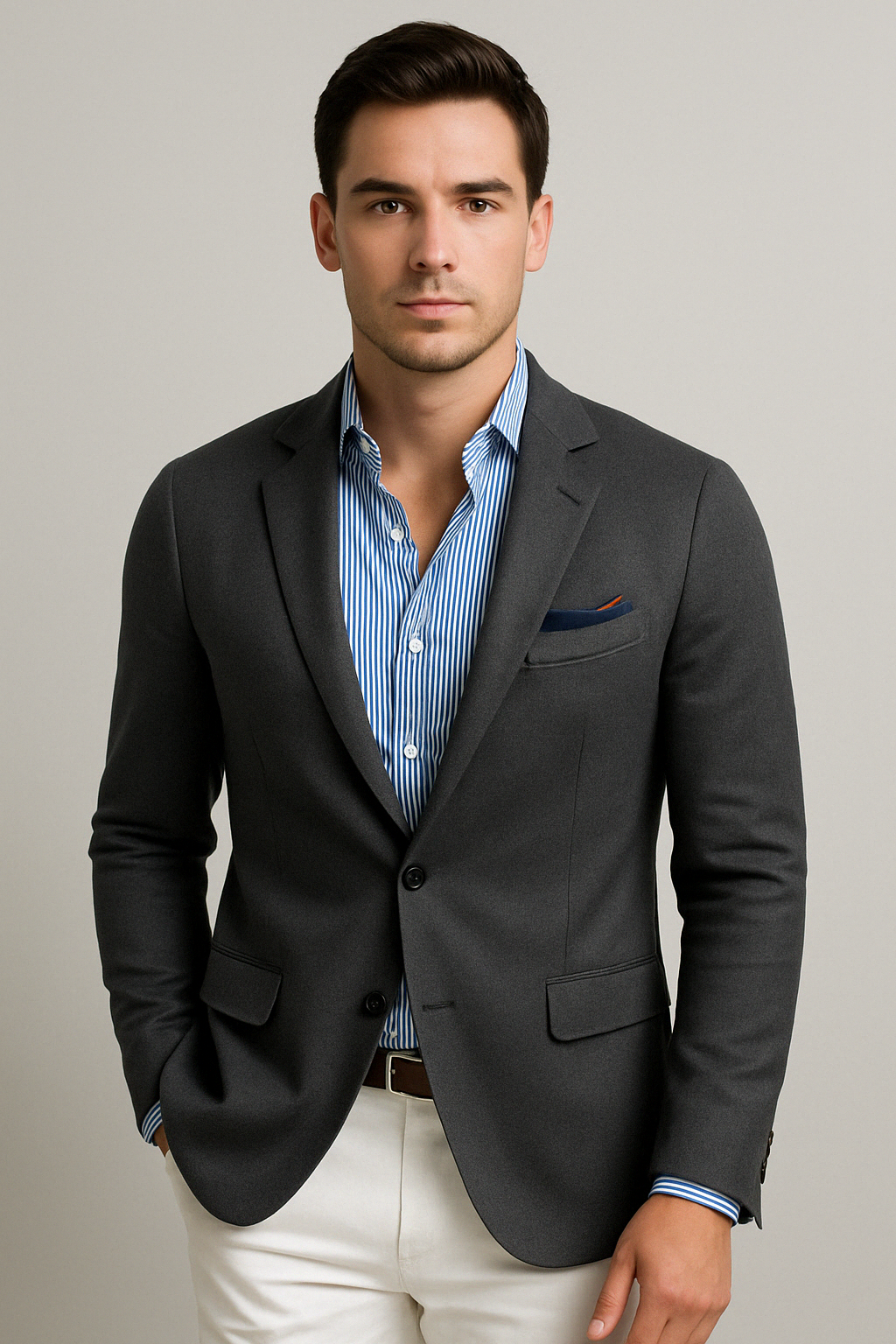 Men's lightweight casual blazer in dark gray — additional view