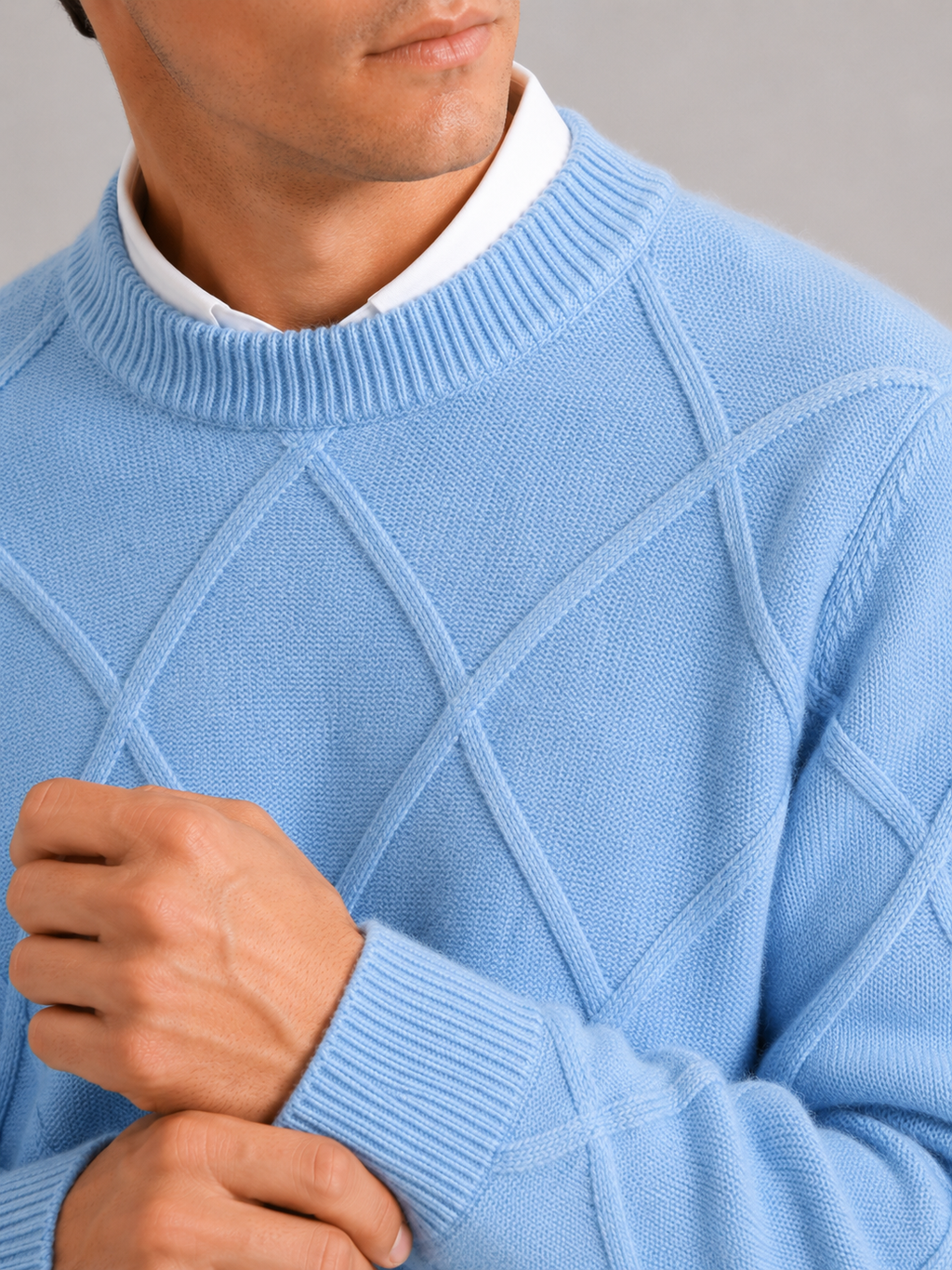 Men's cable-knit crew neck pullover — additional view