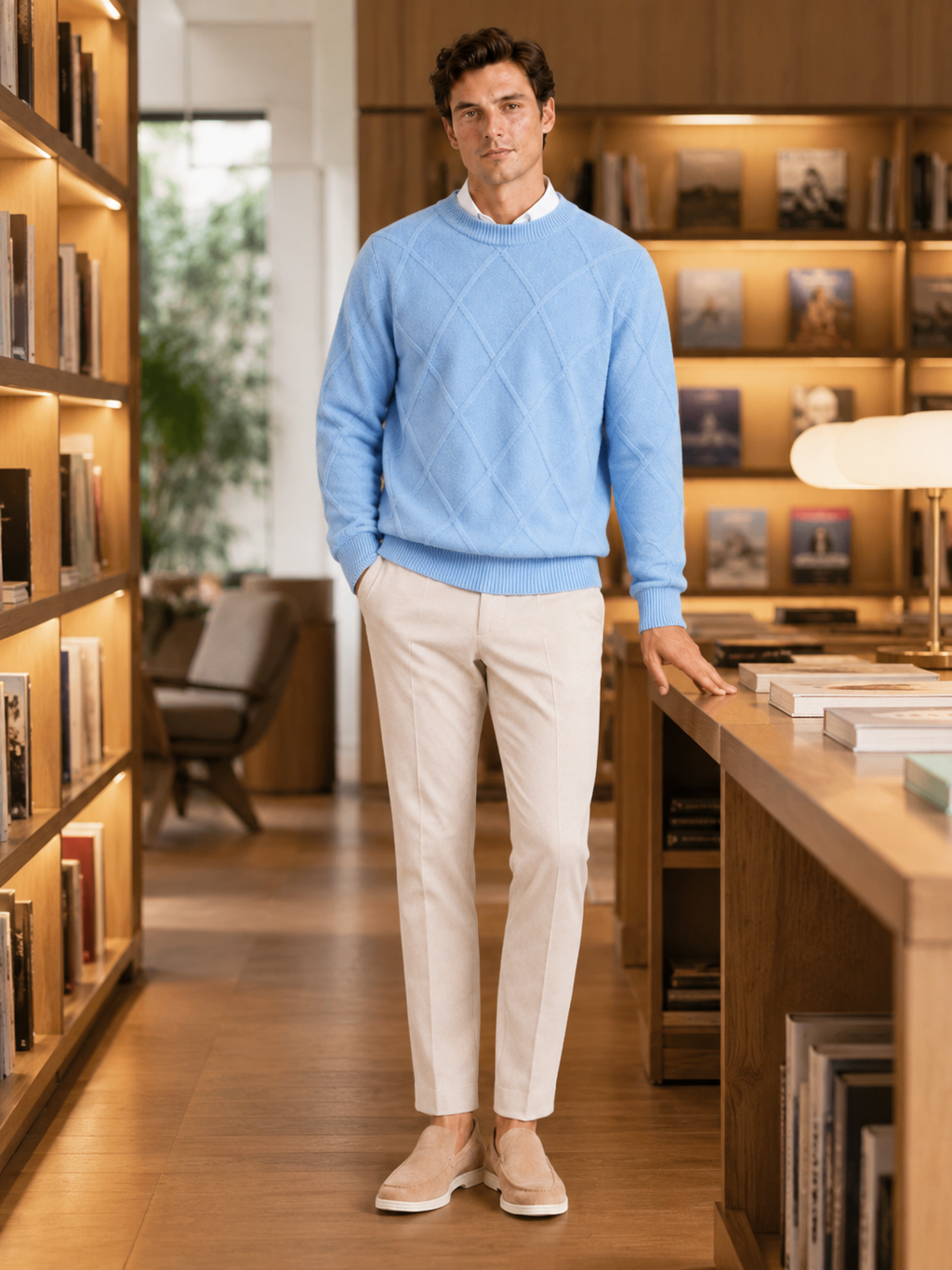 Men's cable-knit crew neck pullover — additional view