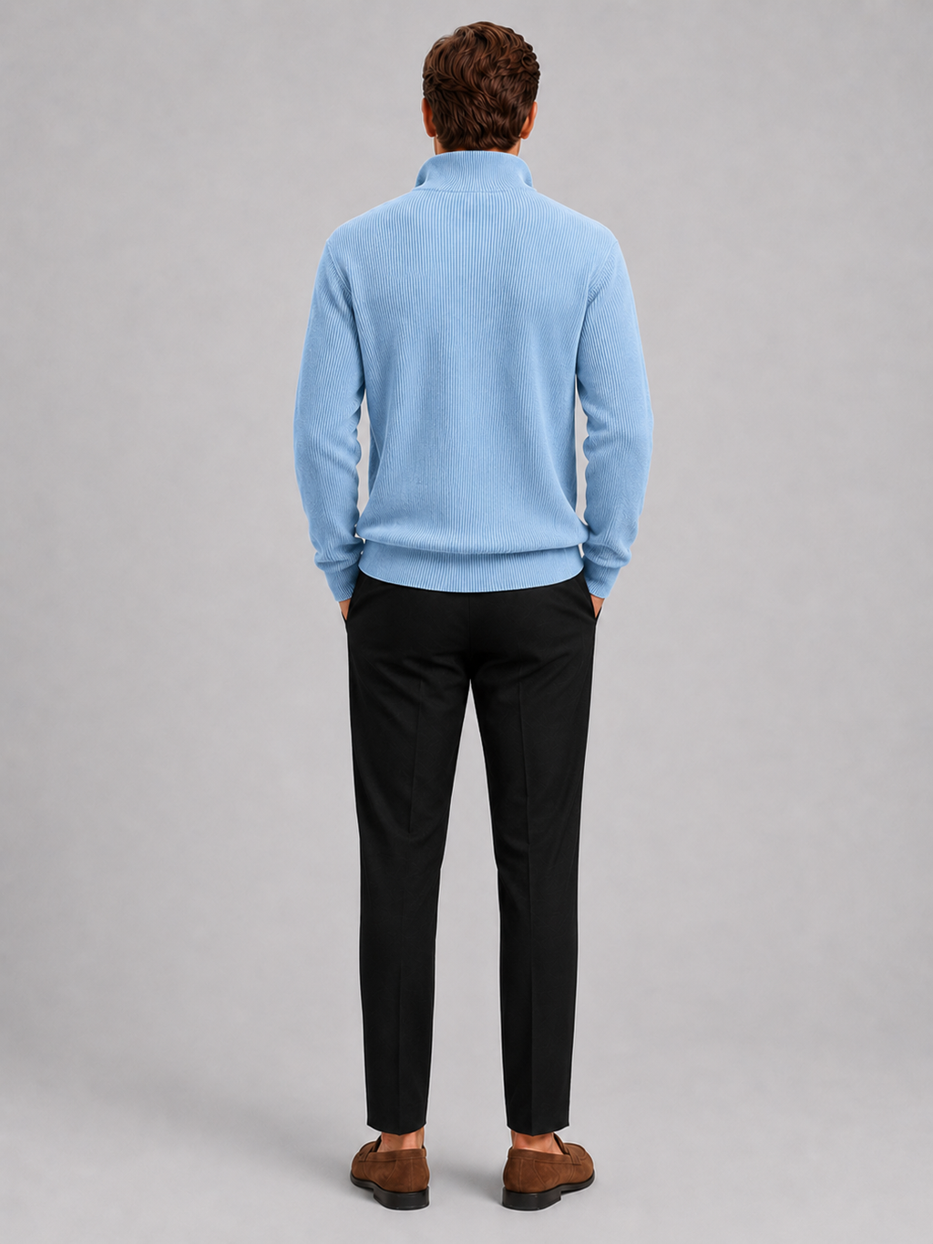 Men's ribbed stand-collar quarter-zip sweater — additional view
