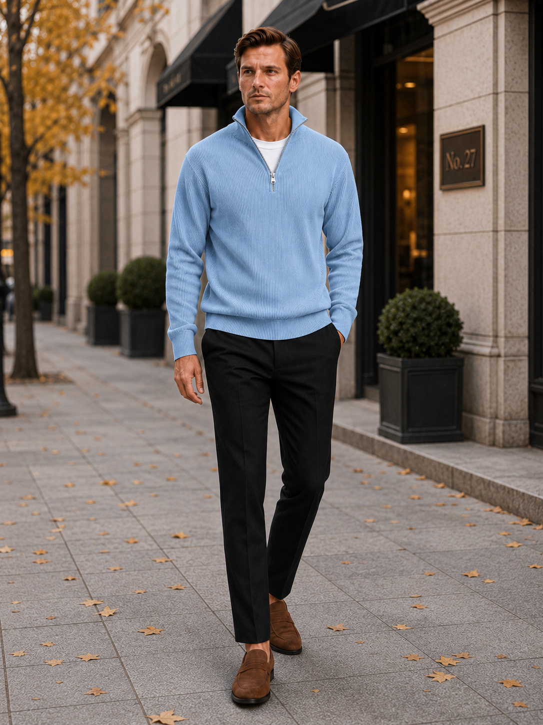 Men's ribbed stand-collar quarter-zip sweater — additional view