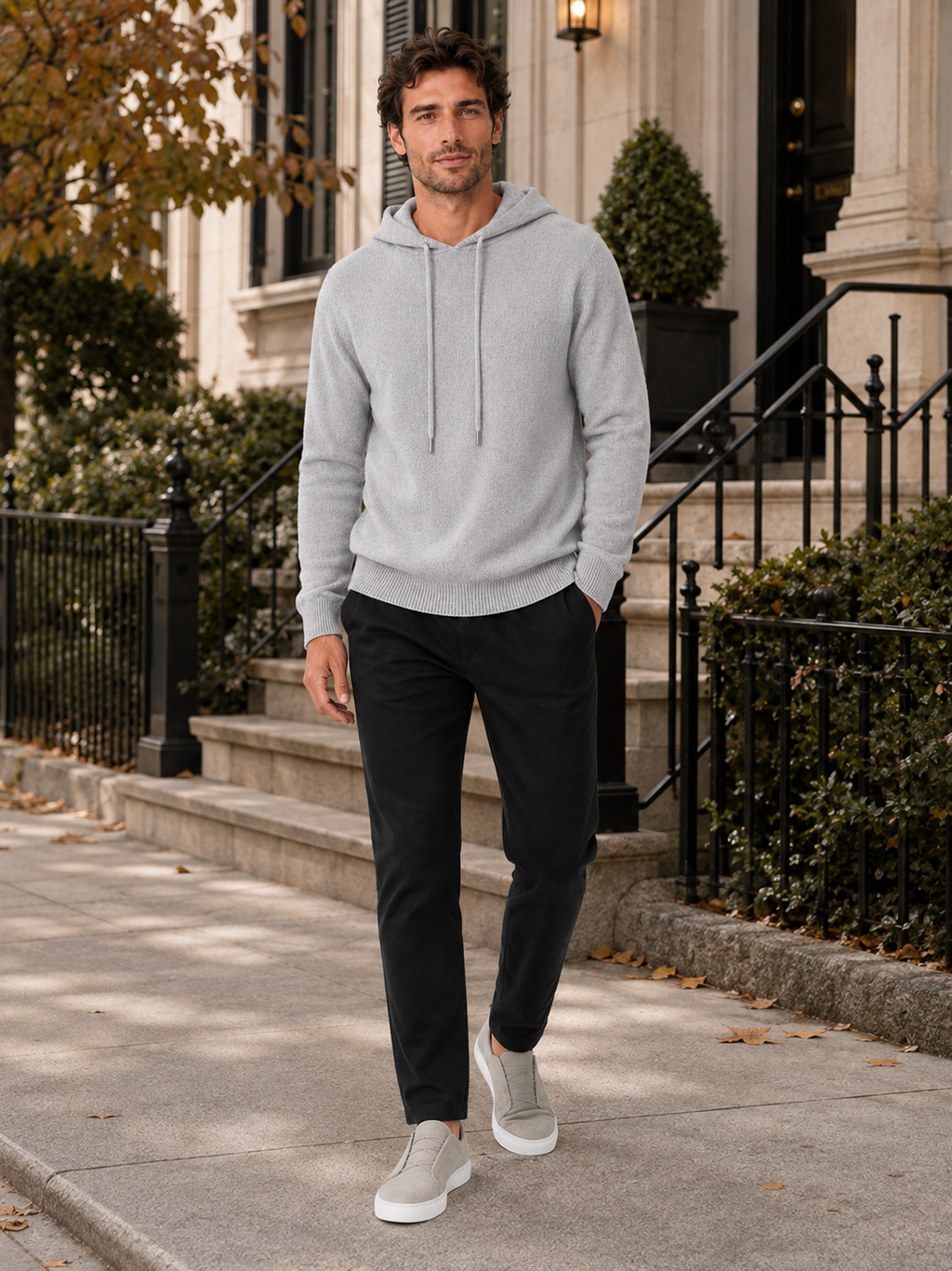 Men's hooded knit pullover sweater — additional view
