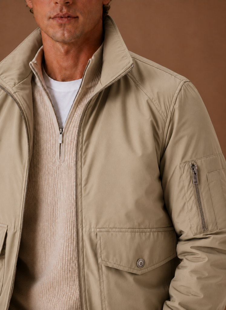 Men's hooded zip bomber jacket — additional view