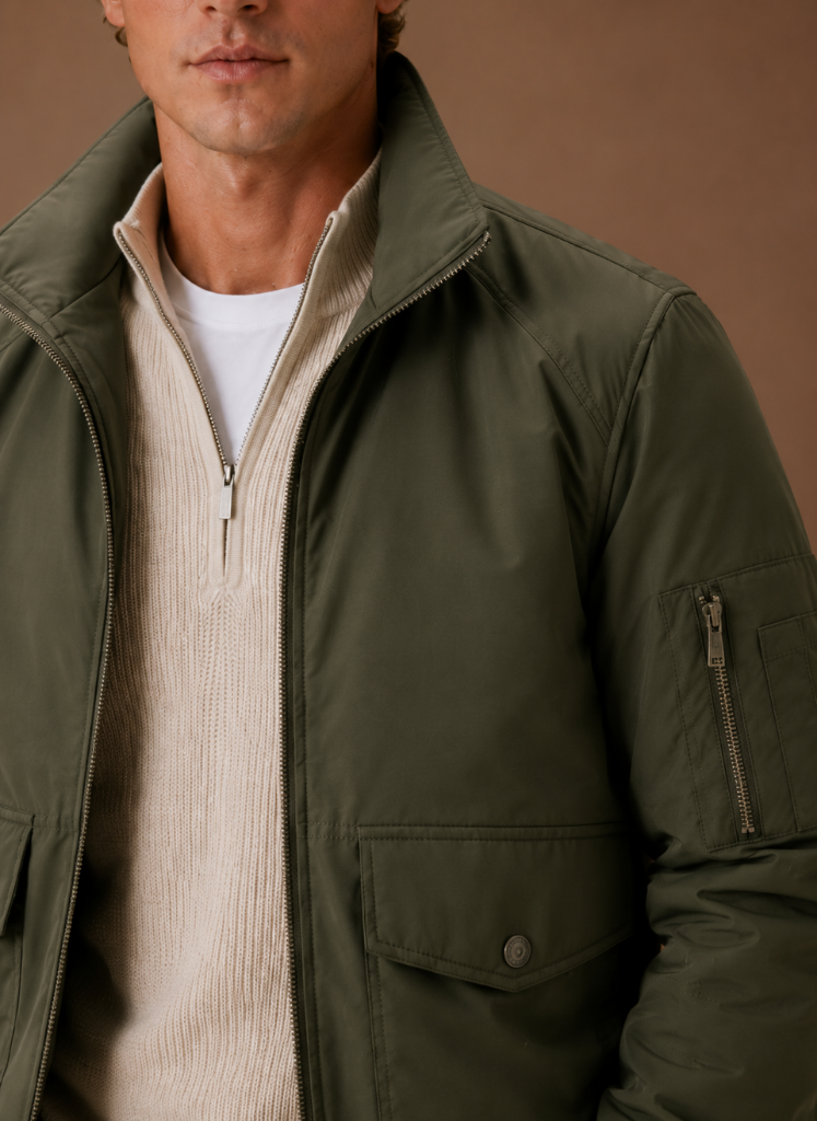Men's hooded zip bomber jacket — additional view