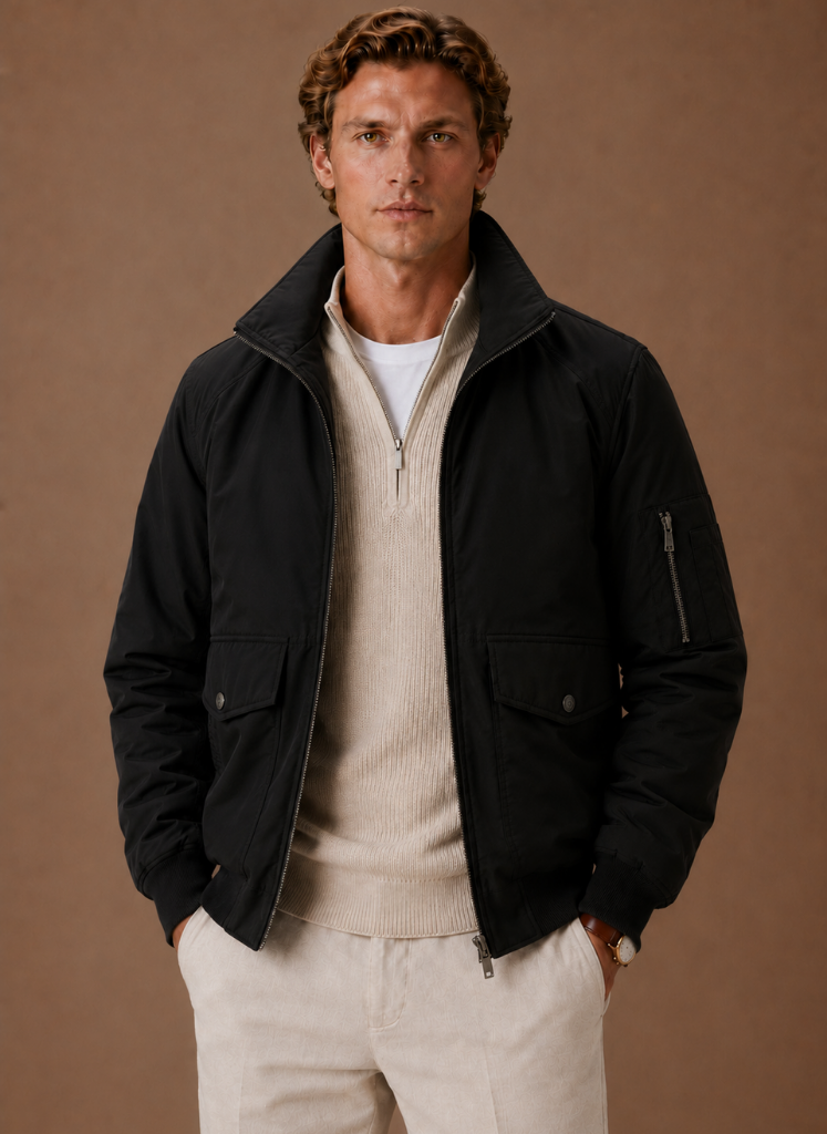 Men's hooded zip bomber jacket — additional view