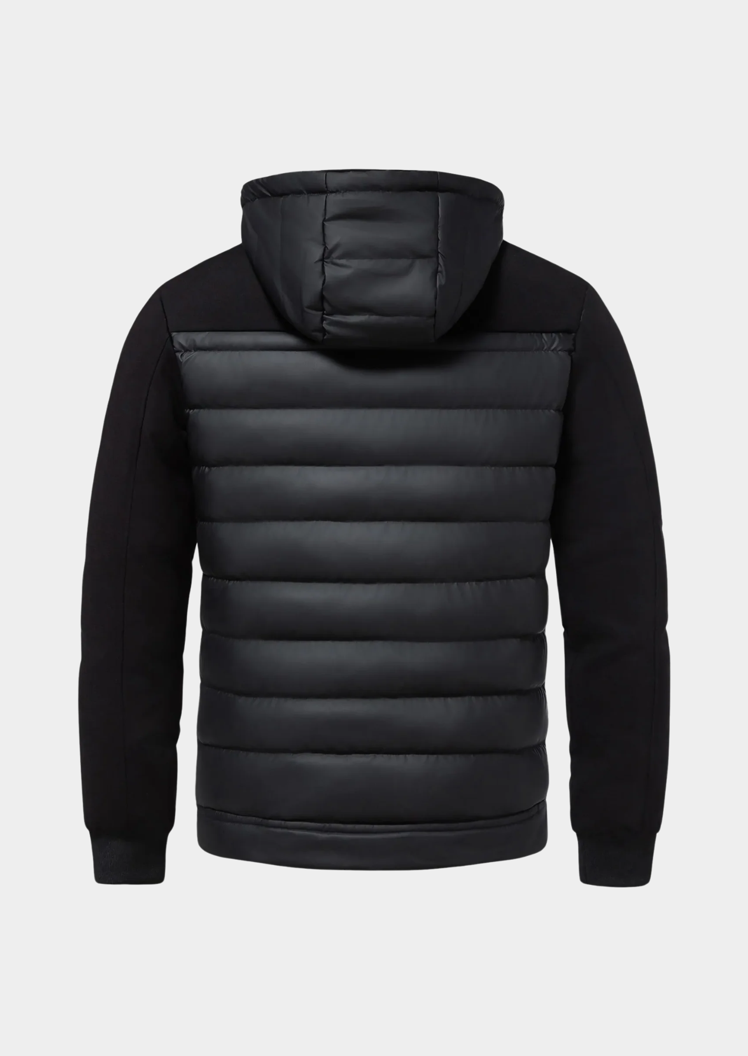 Men's contrast sleeve hooded puffer jacket — alternate view