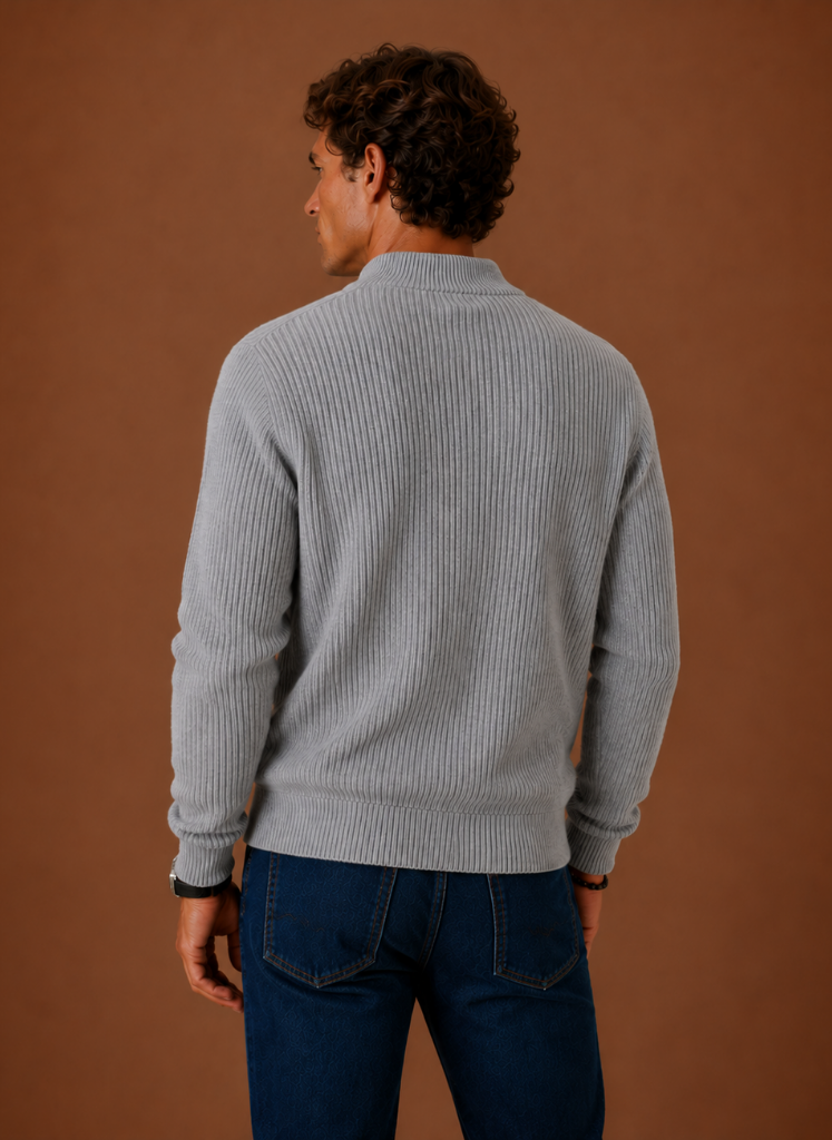 Men's zip-up ribbed cardigan — additional view
