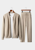 Men's two-piece ribbed drawstring pants set in sand