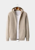 Men's zip-up waffle-knit hoodie in sand