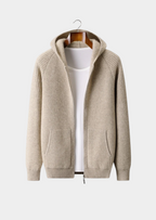 Men's zip-up waffle-knit hoodie in sand