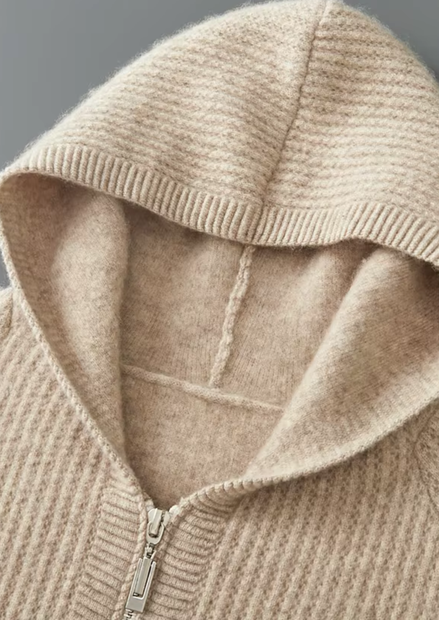 Men's zip-up waffle-knit hoodie — additional view