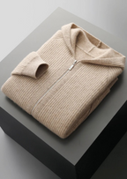 Men's zip-up waffle-knit hoodie — detail view