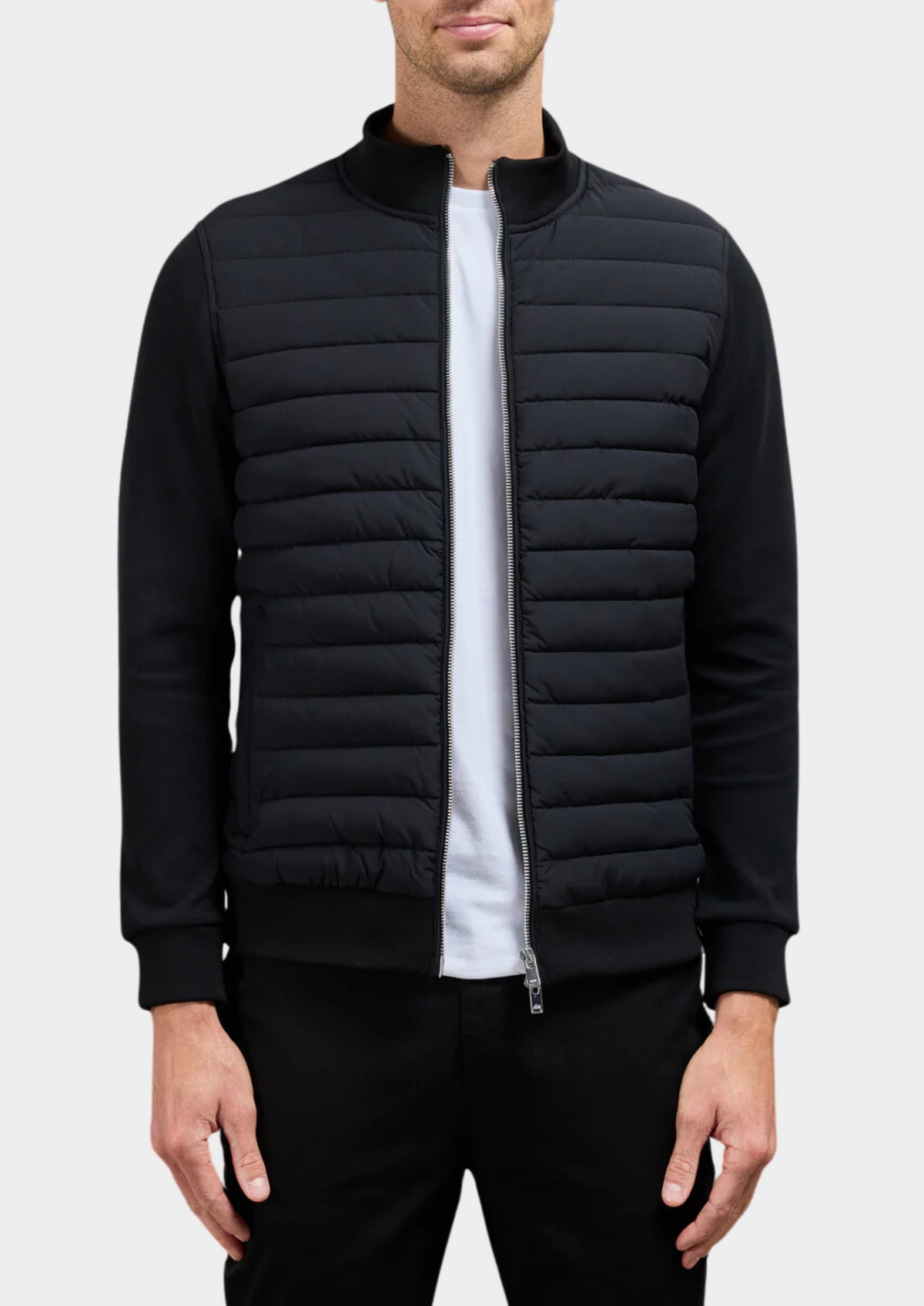 Men's quilted zip-front jacket in black — additional view