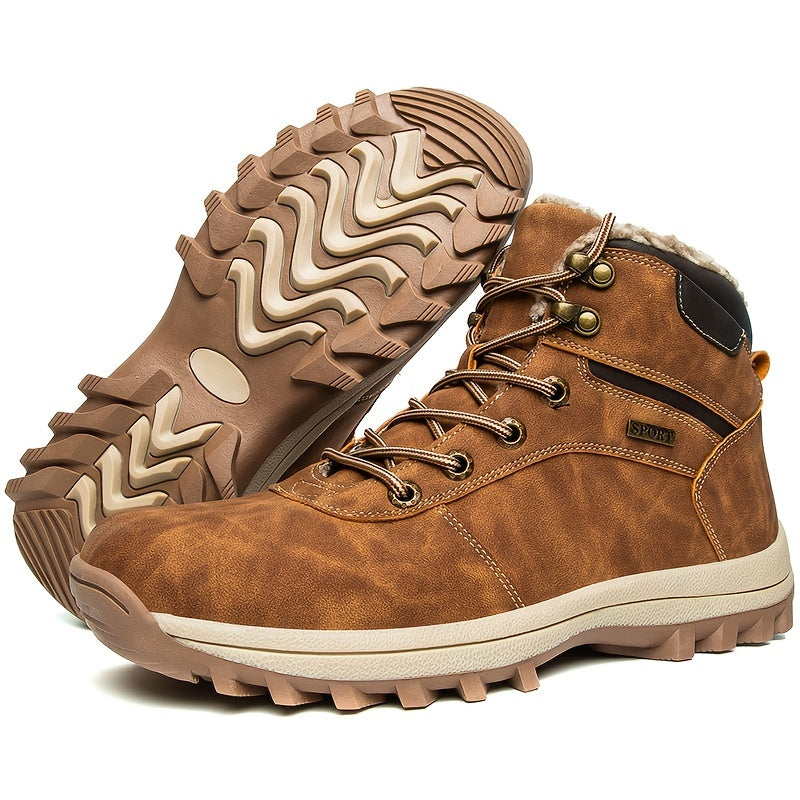 Men's insulated low-cut hiking shoes in dark brown