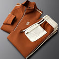 Men's two-piece zip hoodie tracksuit set in bronze