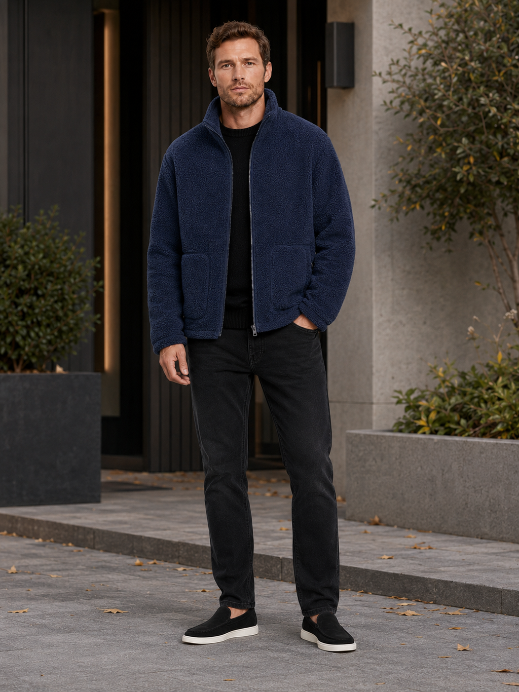 Men's zip-up stand-collar jacket — additional view