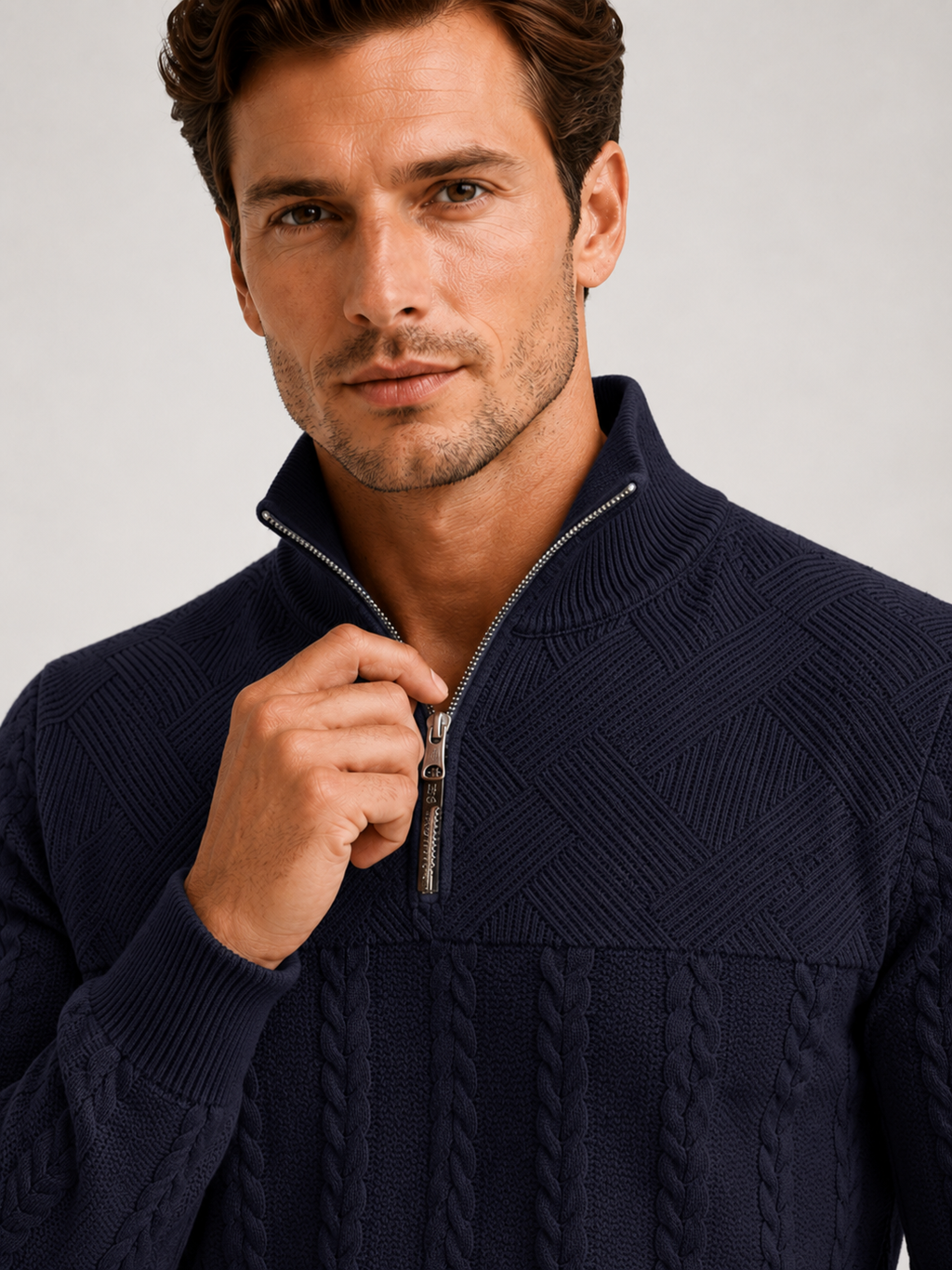Men's jacquard quarter-zip sweater — additional view